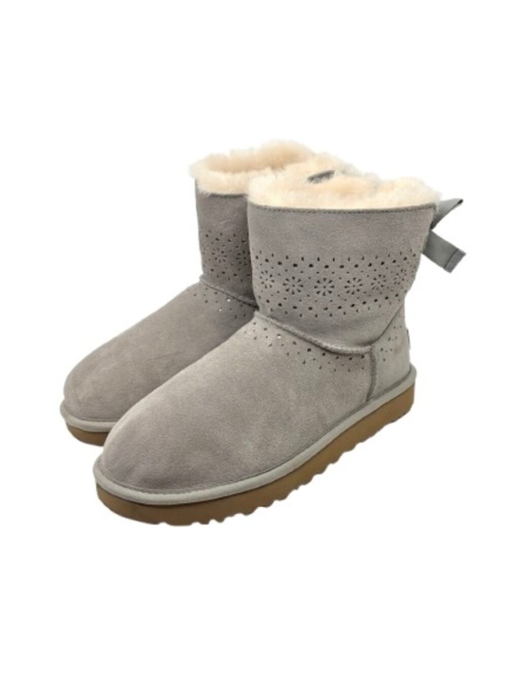 UGG ~Dae Sunshine Perf Boots - Drizzle Grey Suede Bow Mini - Size 9 NWOT